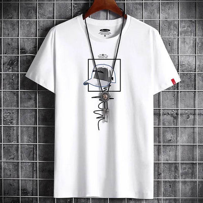 Clothing Fitness White O Neck Anime Man T-shirt For Male Oversized T-shirts Goth Punk - Tamnz