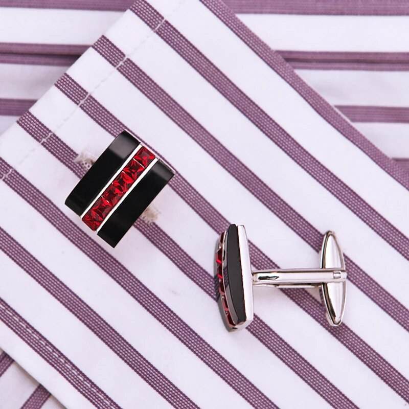 Jewelry fashion shirt cufflink for mens gift Brand cuff button Red Crystal cuff link High Quality abotoaduras guests - Tamnz