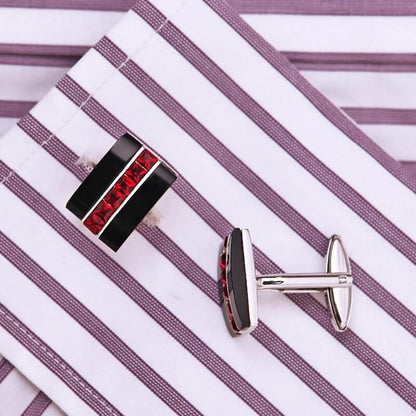 Jewelry fashion shirt cufflink for mens gift Brand cuff button Red Crystal cuff link High Quality abotoaduras guests - Tamnz
