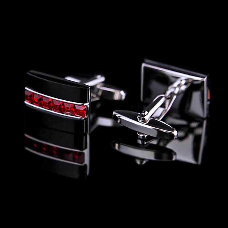 Jewelry fashion shirt cufflink for mens gift Brand cuff button Red Crystal cuff link High Quality abotoaduras guests - Tamnz