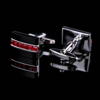 Jewelry fashion shirt cufflink for mens gift Brand cuff button Red Crystal cuff link High Quality abotoaduras guests - Tamnz
