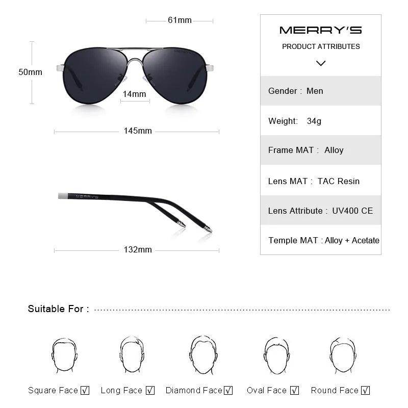 Men Classic Pilot Sunglasses HD Polarized Aluminum Driving Sun glasses Luxury Shades - Tamnz