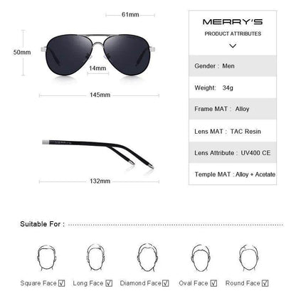 Men Classic Pilot Sunglasses HD Polarized Aluminum Driving Sun glasses Luxury Shades - Tamnz