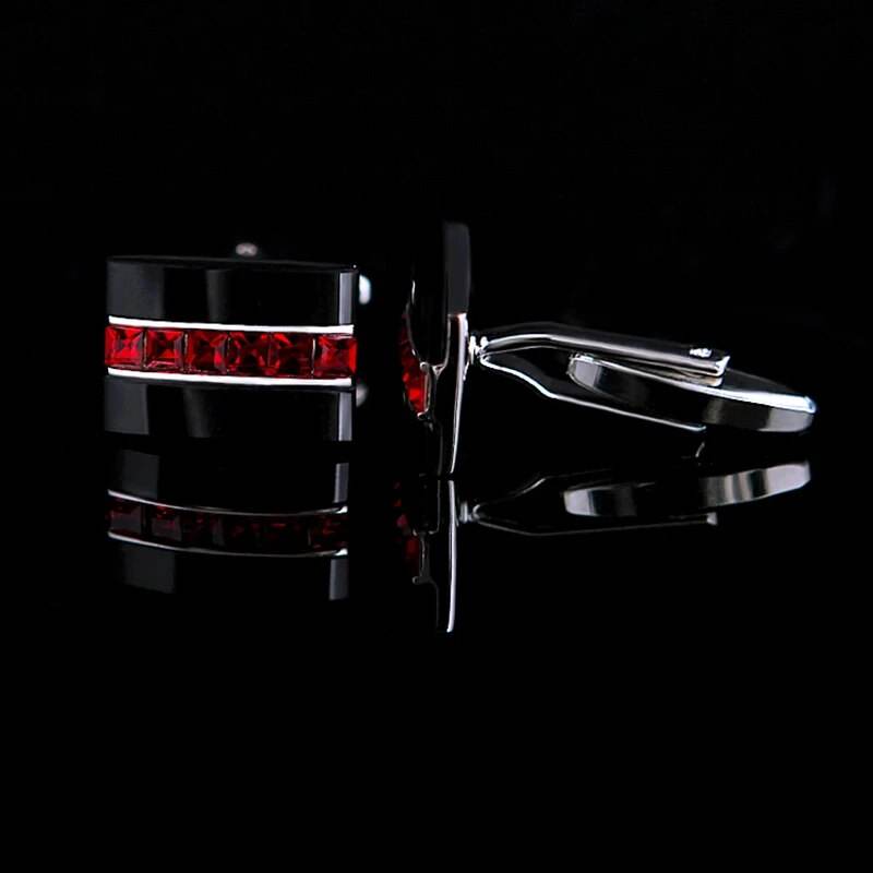 Jewelry fashion shirt cufflink for mens gift Brand cuff button Red Crystal cuff link High Quality abotoaduras guests - Tamnz