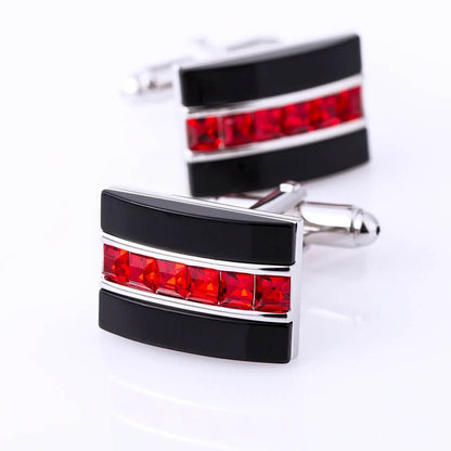 Jewelry fashion shirt cufflink for mens gift Brand cuff button Red Crystal cuff link High Quality abotoaduras guests - Tamnz
