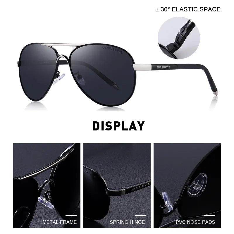 Men Classic Pilot Sunglasses HD Polarized Aluminum Driving Sun glasses Luxury Shades - Tamnz