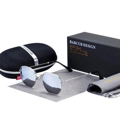 Classic Retro Reflective Sunglasses Man Hexagon Sunglasses Metal Frame Eyewear - Tamnz