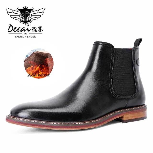 Men's Chelsea Boots Work shoes Genuine Cow Leather Handmade For Formal Dress Shoes - Tamnz