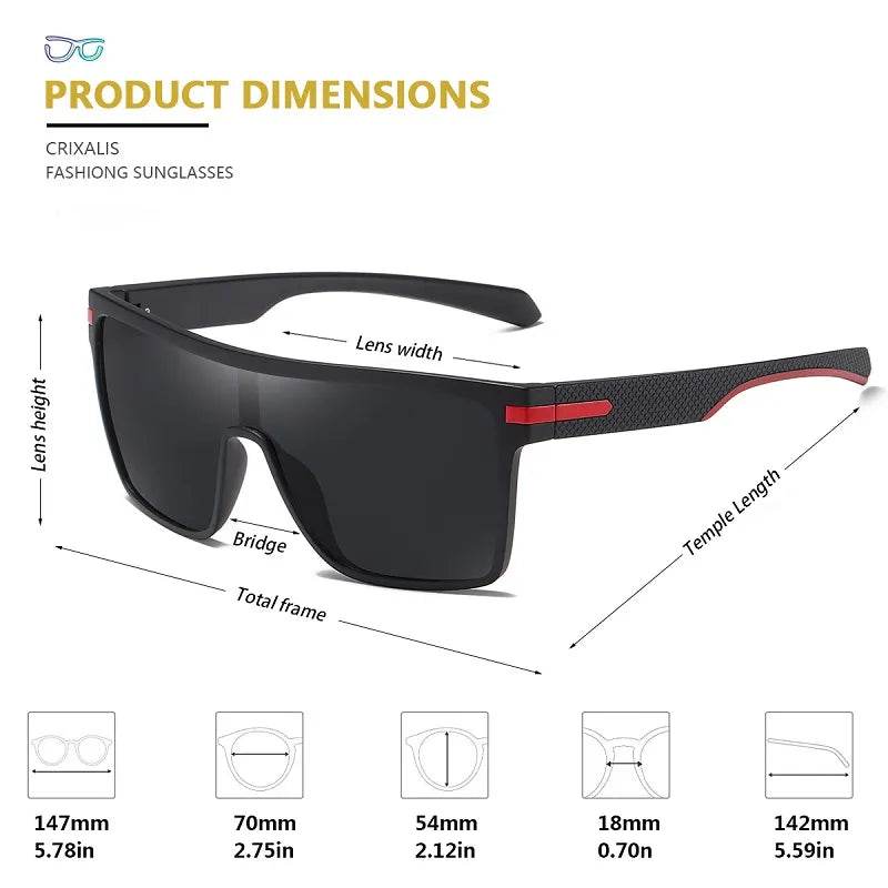 Fashion Polarized Sunglasses For Men Square Oversized Anti Glare Driver Mirror Sun Glasses - Tamnz