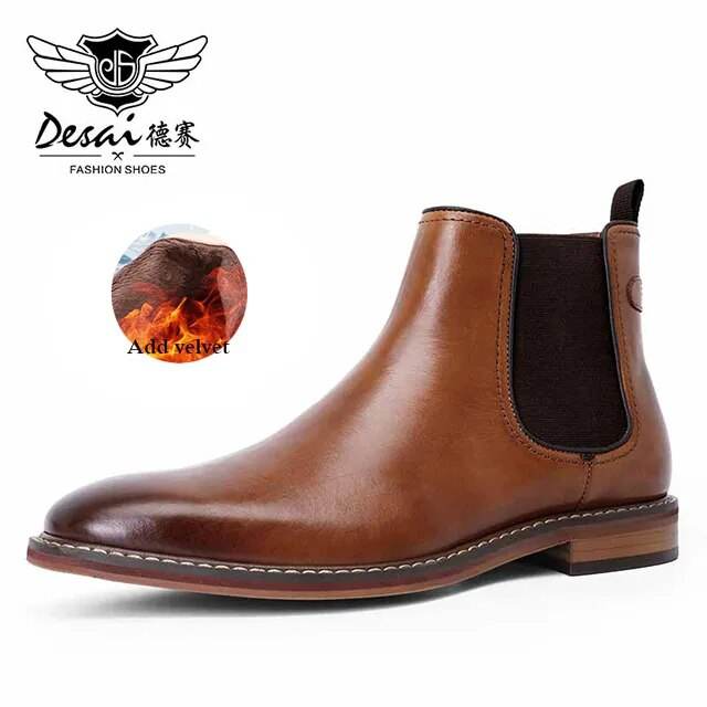 Men's Chelsea Boots Work shoes Genuine Cow Leather Handmade For Formal Dress Shoes - Tamnz