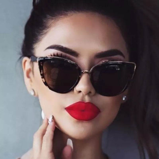 Brand Vintage Cat Eye Sunglasses Woman Retro Driving Round Metal Frame Sun Glasses For Female Mirror UV400 - Tamnz