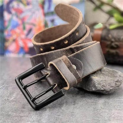 Super Wide Luxury Thick Genuine Leather Men Belt Double Buckle Belt Ceinture Leather Belt Men Jeans Trouser Belt MBT0018 - Tamnz