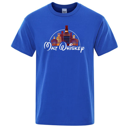 Malt Whiskey Printed T-Shirt Funny Alcohol Drunk Mens Short Sleeve Loose Oversized Tees Fashion Street Clothing Summer Tops