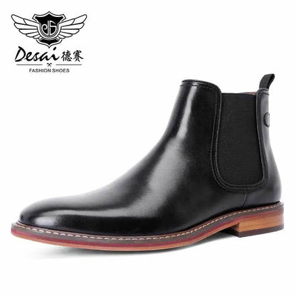 Men's Chelsea Boots Work shoes Genuine Cow Leather Handmade For Formal Dress Shoes - Tamnz