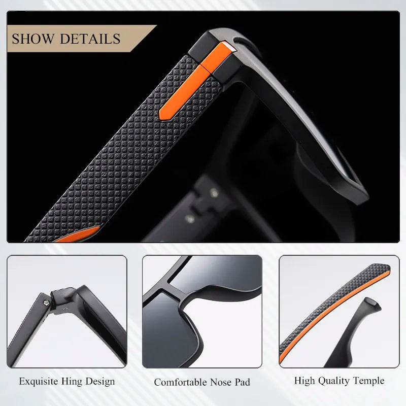 Fashion Polarized Sunglasses For Men Square Oversized Anti Glare Driver Mirror Sun Glasses - Tamnz