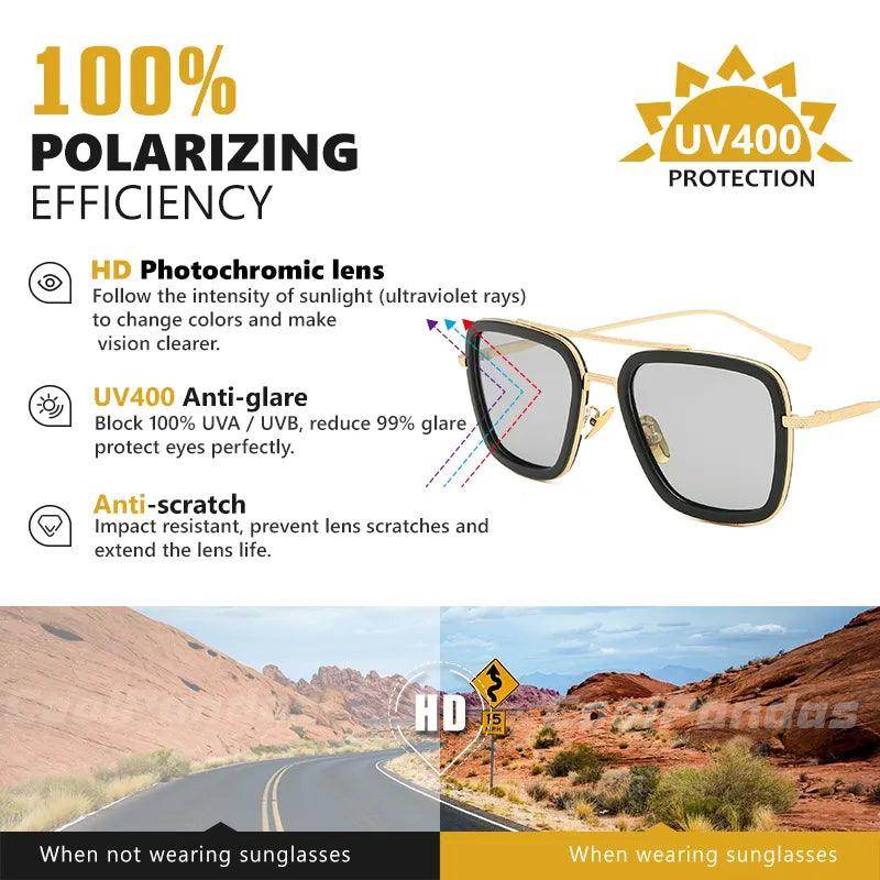 Square Sunglasses Photochromic Polarized Glasses - Tamnz