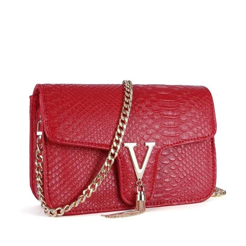Stone Pattern Handbag Crocodile Leather Crossbody Bags For Women 2023 Luxury Brand Shoulder Messenger Bags Female Chain Handbags - Tamnz