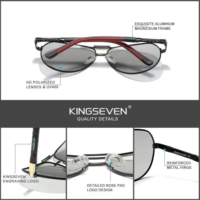 Vintage Photochromic Aluminum Polarized Sunglasses Brand Coating Lens Driving Eyewear For Men/Women - Tamnz