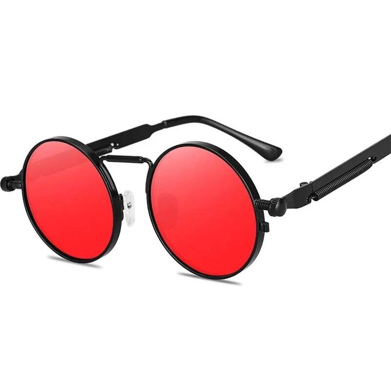 Retro Punk Style Sunglasses Colorful Round Metal Frame Sunglasses - Tamnz
