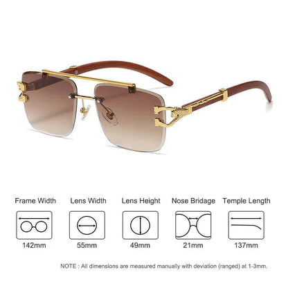 Retro Square Sunglasses Luxury Brand Designer Gold Lion Decoration Sun Glasses - Tamnz