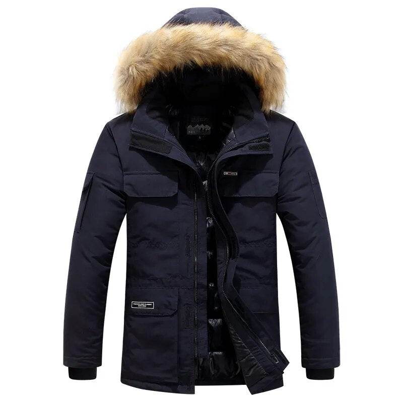 ONESTAND Men Windbreaker Big Pockets Parkas Coat Wholesale Winter Parkas Men Thicken Coat Fur Hooded Keep Warm Jacket Overcoat - Tamnz