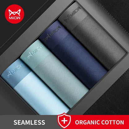 MiioW 4Pcs Organic Cotton Men Boxers Shorts Antibacterial Innerwear Man Underwear Boxer Men's Panties Male Trunks Underpants New - Tamnz