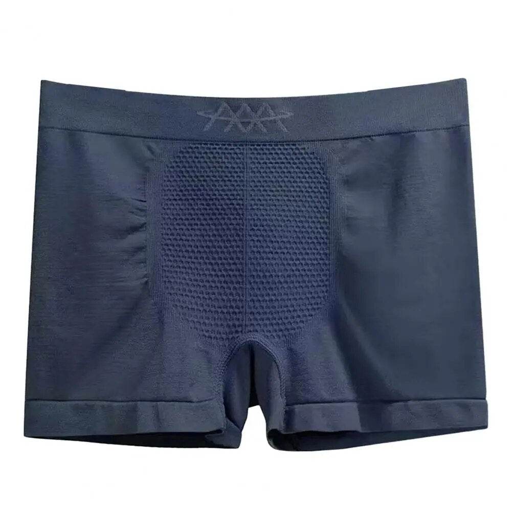Men Boxers Underpants High Elasticity Seamless Honeycomb Breathable Mid Waist Soft Moisture-wicking Anti-shrink Men Underwear - Tamnz