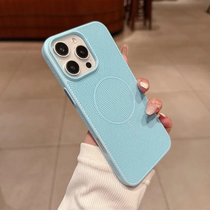 Cooling Heat Dissipation Mesh Magnetic Magsafe Case for iPhone 17 16 15 14 13 12 11 Pro Max Plus 17 Air Wireless Charging Cover
