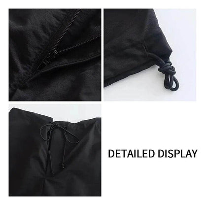 Womens Fashion Parachute Cargo Pants-Vintage Jogging Trousers with High Elastic Waist-Female Chic Lady Boot Cut - Tamnz