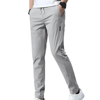Men Pants Elastic Waist Trendy Polyester Casual Drawstring Men Trouser for Street Wear - Tamnz