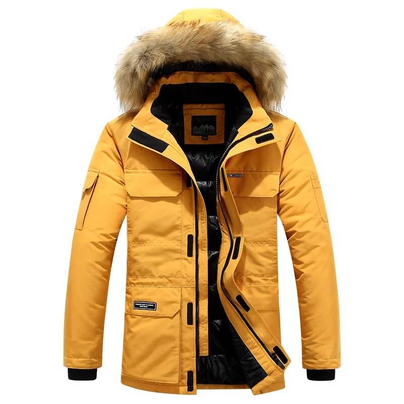 ONESTAND Men Windbreaker Big Pockets Parkas Coat Wholesale Winter Parkas Men Thicken Coat Fur Hooded Keep Warm Jacket Overcoat - Tamnz