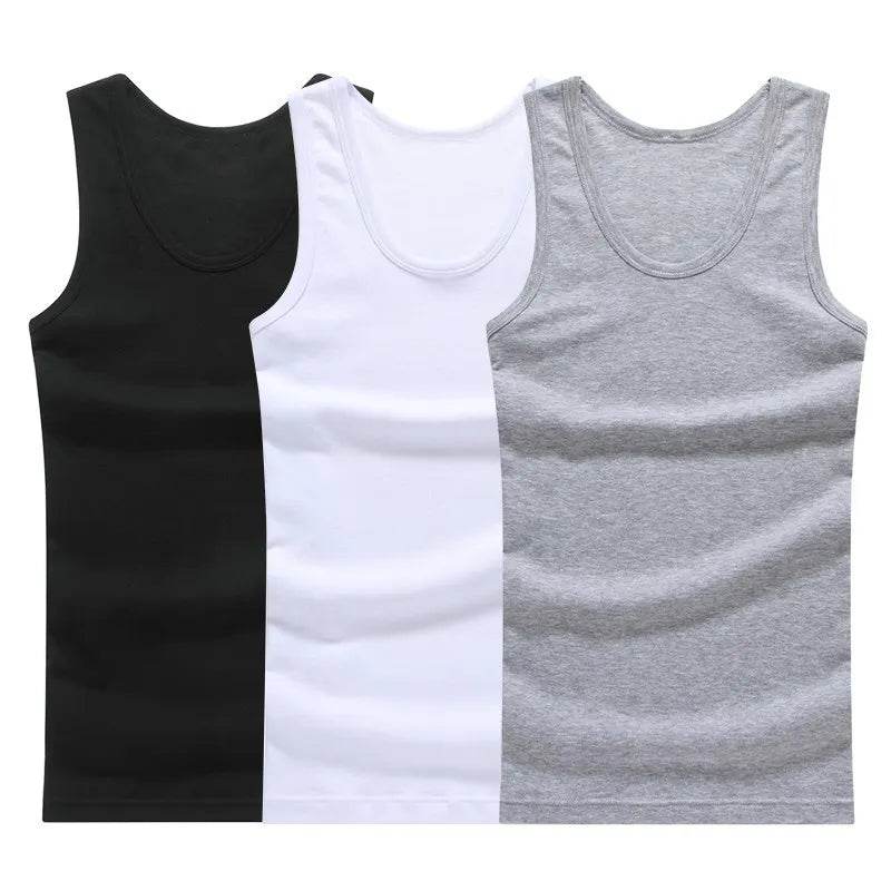 Tank Top Solid Muscle Vest Undershirts O-neck Gymclothing Tees Whorl Tops - Tamnz