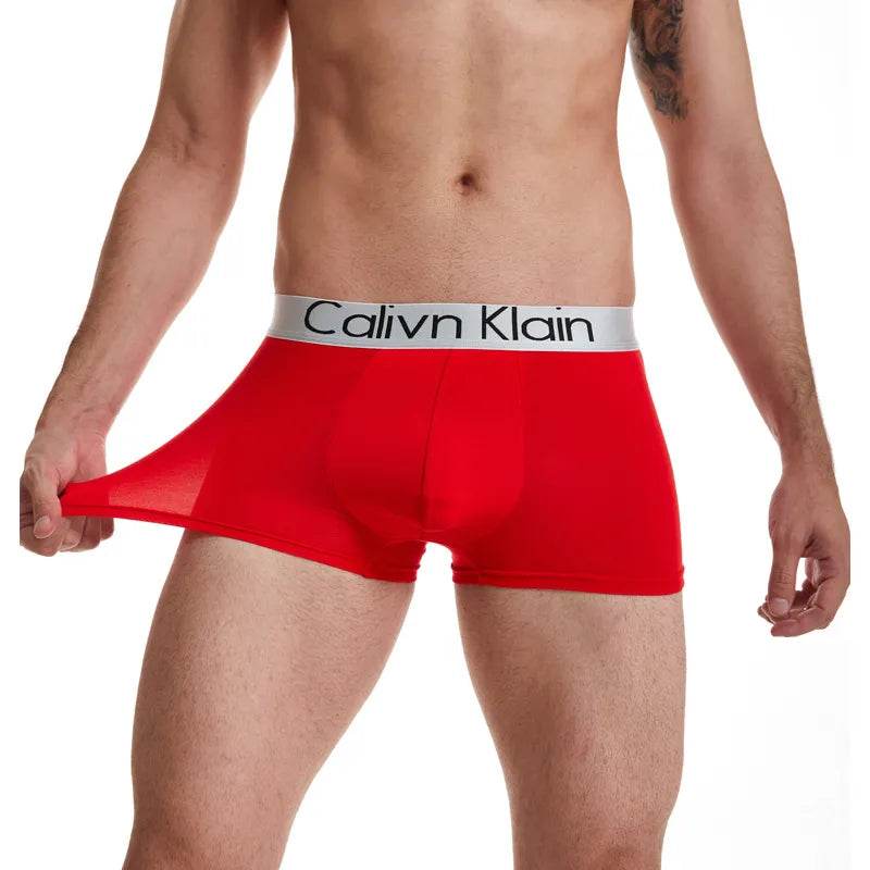 Fashion Letter Printing Boxershorts Breathable Ice Silk Men's Underwear 3D Pouch Shorts Underpants Seamless Male Boxer Pants - Tamnz