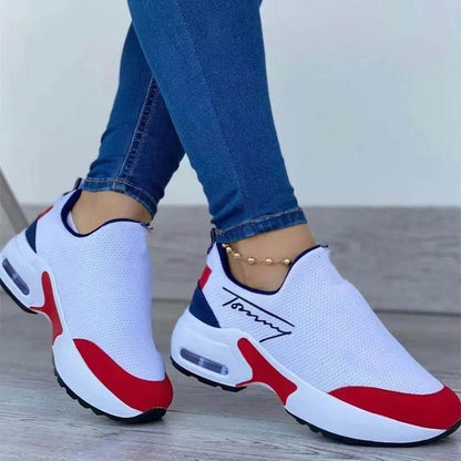 Women Fashion Vulcanized Sneakers Platform Flats Ladies Casual Shoes Mesh Breathable Wedges Walking Sneakers - Tamnz
