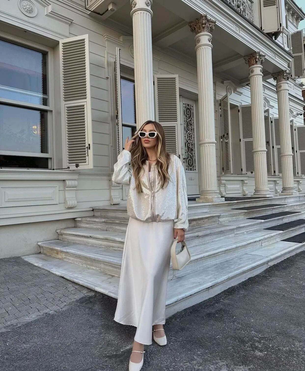 Fashion Sequins Bomber Jackets for Women 2023 Chic Female Casual Jacket Coats Ladies O-Neck Long Sleeve New Outerwear - Tamnz