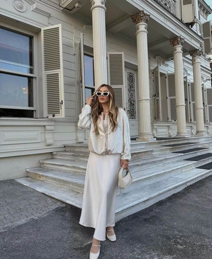 Fashion Sequins Bomber Jackets for Women 2023 Chic Female Casual Jacket Coats Ladies O-Neck Long Sleeve New Outerwear - Tamnz