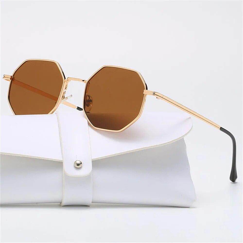 Summer UV Protection Sunglasses Fashion Polygon Sun Glasses for Women Men Trendy Classic Metal Frame - Tamnz