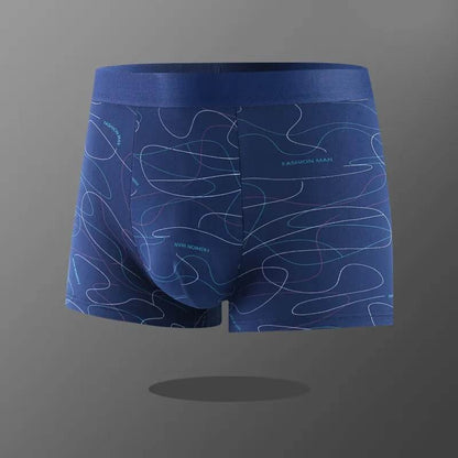Man Boxers Line Printed Underpants U Convex Panties Fashion Comfortable Shorts Mens Solid Breathable Underwear Large Size 100kg - Tamnz