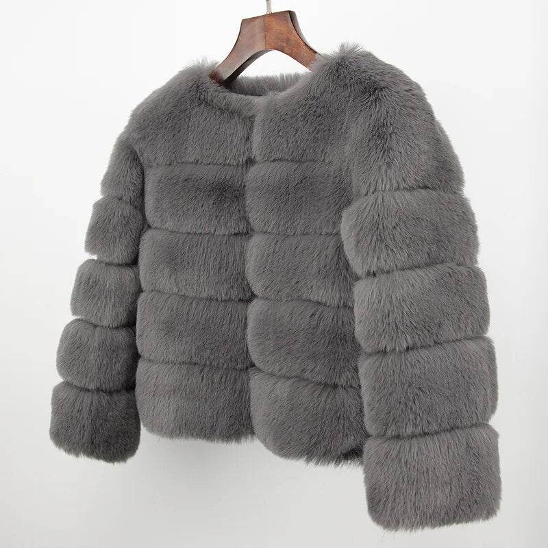Faux Fur Luxury Winter Jacket Women Elegant Thick Warm Outerwear - Tamnz