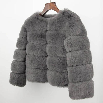 Faux Fur Luxury Winter Jacket Women Elegant Thick Warm Outerwear - Tamnz