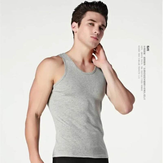 Tank Top Solid Muscle Vest Undershirts O-neck Gymclothing Tees Whorl Tops - Tamnz