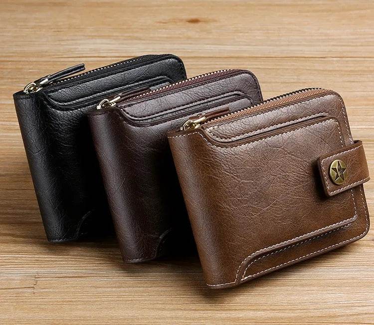 Vintage Small Men's Wallet Pu Leather Short Purse Men Hasp Zipper Clutch Solid Porte Feuille Hommes Porte Monnaie Homme - Tamnz