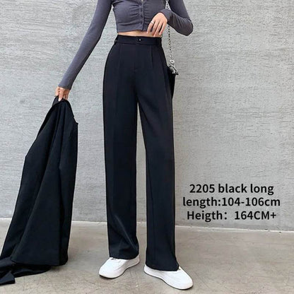 Casual High Waist Loose Wide Leg Pants for Women Spring Autumn New Female Floor-Length White Suits Pants Ladies Long Trousers - Tamnz