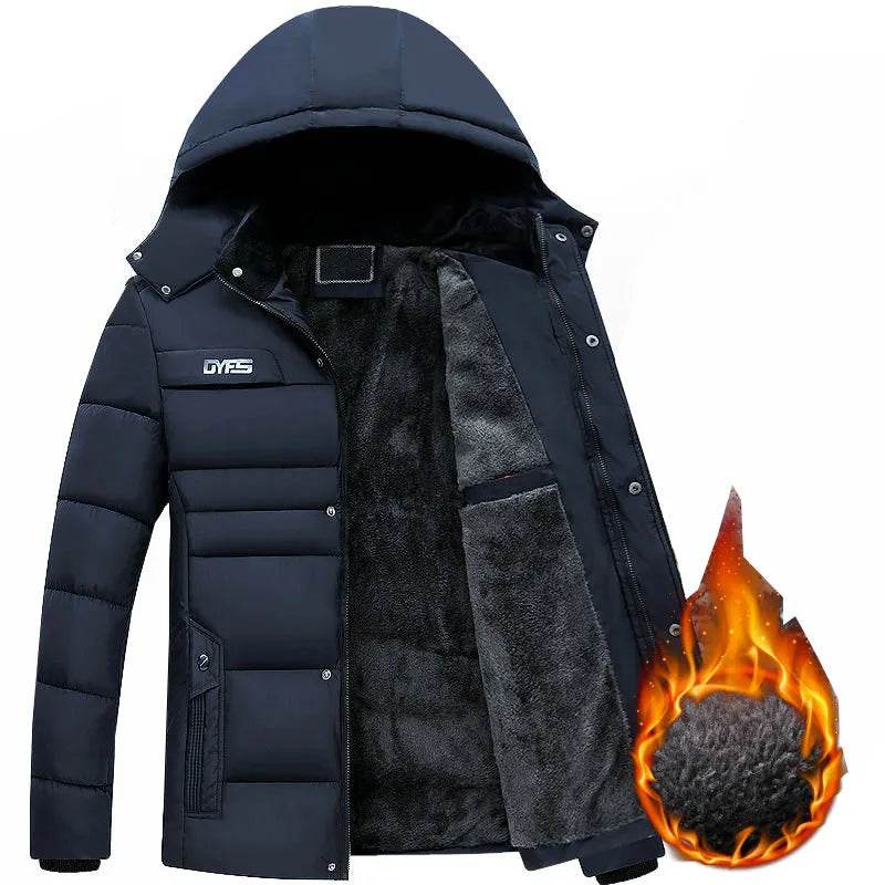 Thick Warm Winter Parka Men Fleece Hooded Men Winter Jacket Coat Military Cargo Jackets Mens Overcoat Streetwear - Tamnz