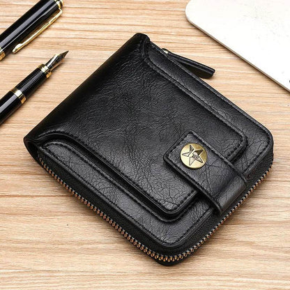 Vintage Small Men's Wallet Pu Leather Short Purse Men Hasp Zipper Clutch Solid Porte Feuille Hommes Porte Monnaie Homme - Tamnz