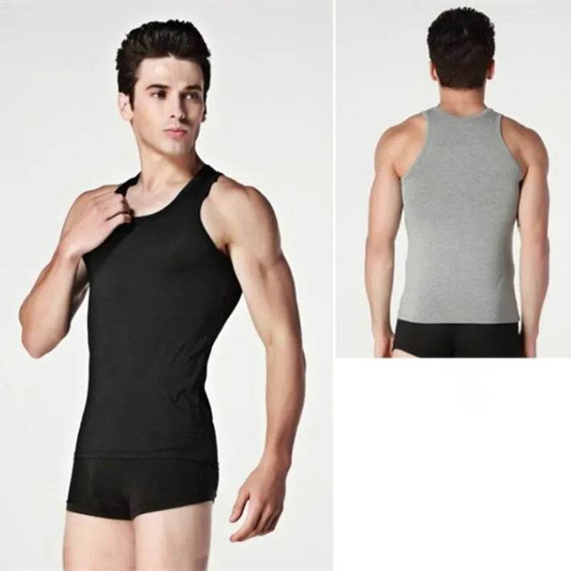 Tank Top Solid Muscle Vest Undershirts O-neck Gymclothing Tees Whorl Tops - Tamnz