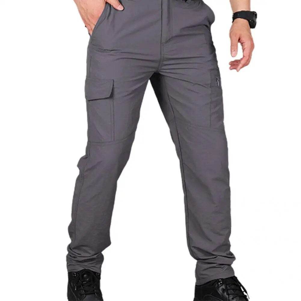 Straight Wear Resistant Solid Color Waterproof Men Pants for Outdoor Sports - Tamnz