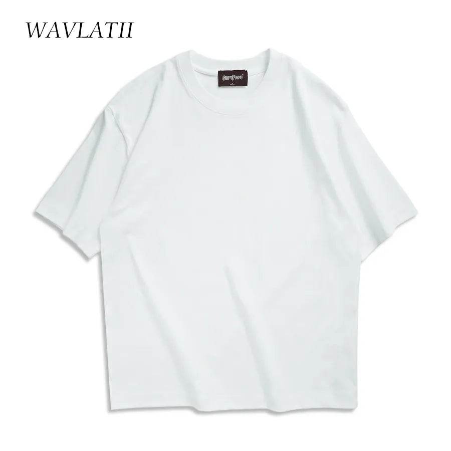 WAVLATII Oversized Summer T shirts for Women Men Brown Casual Female Korean Streetwear Tees Unisex Basic Solid Young Cool Tops - Tamnz