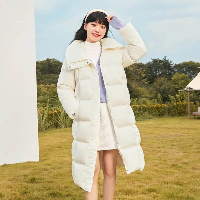 Semir Long Down Jacket Women Waterproof Hooded Coat Winter New Loose Girls Jacket Multi-Color Thick Windbrake Down Coat - Tamnz