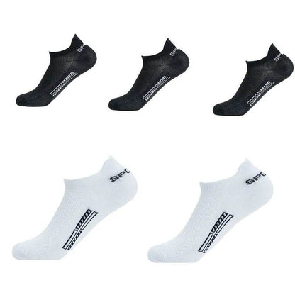 5 Pairs Men Ankle Socks Breathable Cotton Sports Mesh Casual Athletic Summer Thin Cut - Tamnz